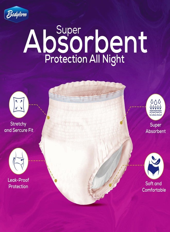 BODYFORM Period Pants - Women's Disposable Overnight Underwear - Heavy Flow Support 2 Period Pants (2 Count - Pack of 1) Large - Image 2